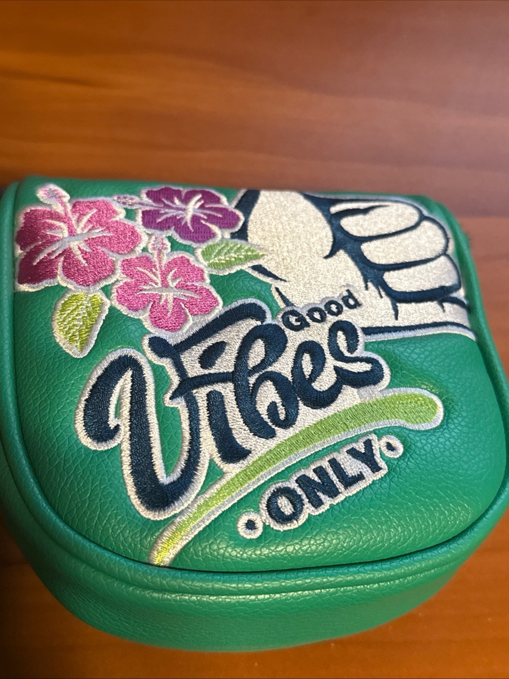 Good Vibes only CNC Embroidered center shaft mallet putter cover